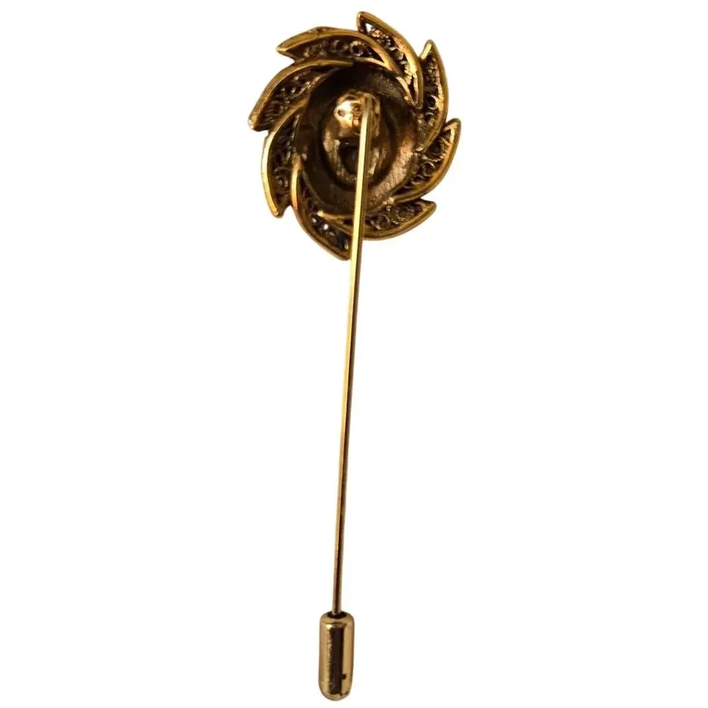 Vintage Gold Greek Filigree Key Stick Pin/Hat Pin